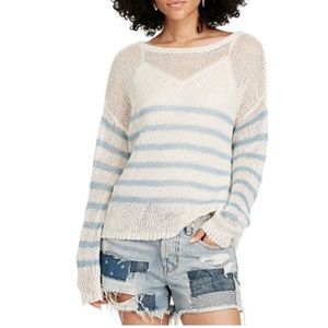 NWT Denim & Supply Ralph Lauren Linen Loose Knit Striped Boho Slouchy Sweater L